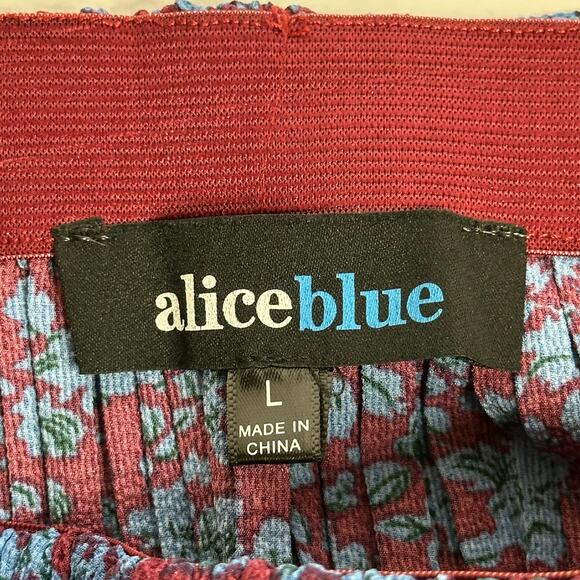 NWT Alice Blue Maroon Micro Floral Print Pleated Midi Skirt Womens Size Large L - Picture 6 of 10
